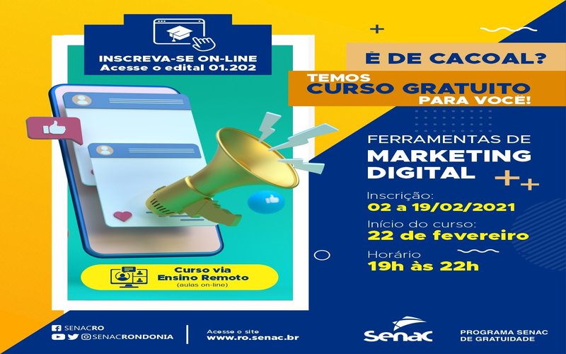 Senac Cacoal em parceria com ACIC oferta Cursos Gratuitos